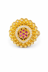 Traditional Ruby Stone Floral Gold Ring