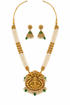 Emerald Stone Diamond-Style Necklace Set with Matching Earrings