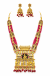 Premium Temple Jewellery Haram with Ruby Beads & Jhumka Earrings
