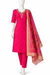 Hot Pink Embroidered Kurta Set with Pant & Designer Dupatta – Festive Ethnic Wear for Women