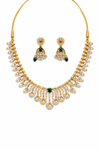 Emerald Stone Diamond-Style Necklace Set with Matching Earrings