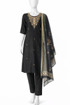 Black Embroidered Kurta Set with Pant & Dupatta – Elegant Ethnic Wear for Women