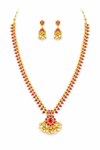 Elegant Ruby Stone Long Haram Necklace Set