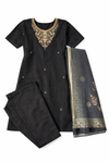 Black Embroidered Kurta Set with Pant & Dupatta – Elegant Ethnic Wear for Women