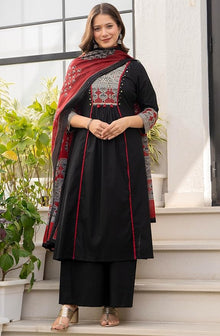 Women's Pure Cotton A-Line Kurta Set with Palazzo Pants & Dupatta|Ethnic wear|Kurti Suit Set for Women