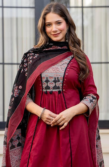 Women's Pure Cotton A-Line Kurta Set with Palazzo Pants & Dupatta|Ethnic wear|Kurti Suit Set for Women