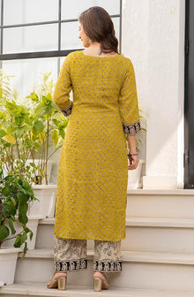 Women's Pure Cotton Straight Kurta Set with Palazzo Pants & Dupatta|Ethnic wear|Kurta Set for Women