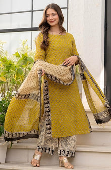 Women's Pure Cotton Straight Kurta Set with Palazzo Pants & Dupatta|Ethnic wear|Kurta Set for Women