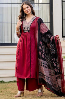 Women's Pure Cotton A-Line Kurta Set with Palazzo Pants & Dupatta|Ethnic wear|Kurti Suit Set for Women