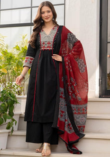 Women's Pure Cotton A-Line Kurta Set with Palazzo Pants & Dupatta|Ethnic wear|Kurti Suit Set for Women