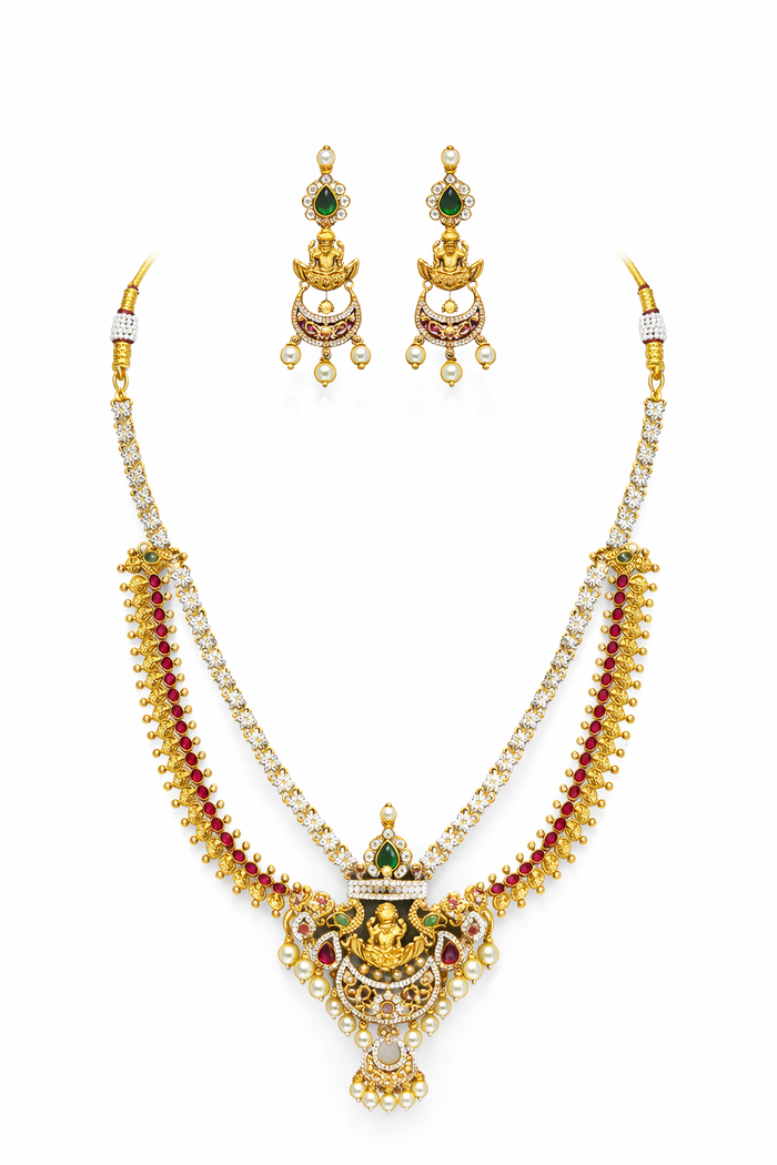 Traditional Temple Jewellery Necklace Set with Earrings