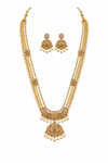 Elegant Pearl Drop Long Haram Necklace Set with Chandbali Earrings