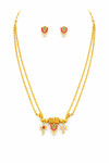 Traditional Gold Double Chain Pendant Necklace Set