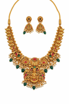 Grand Lakshmi Temple Necklace Set with Jhumka Earrings